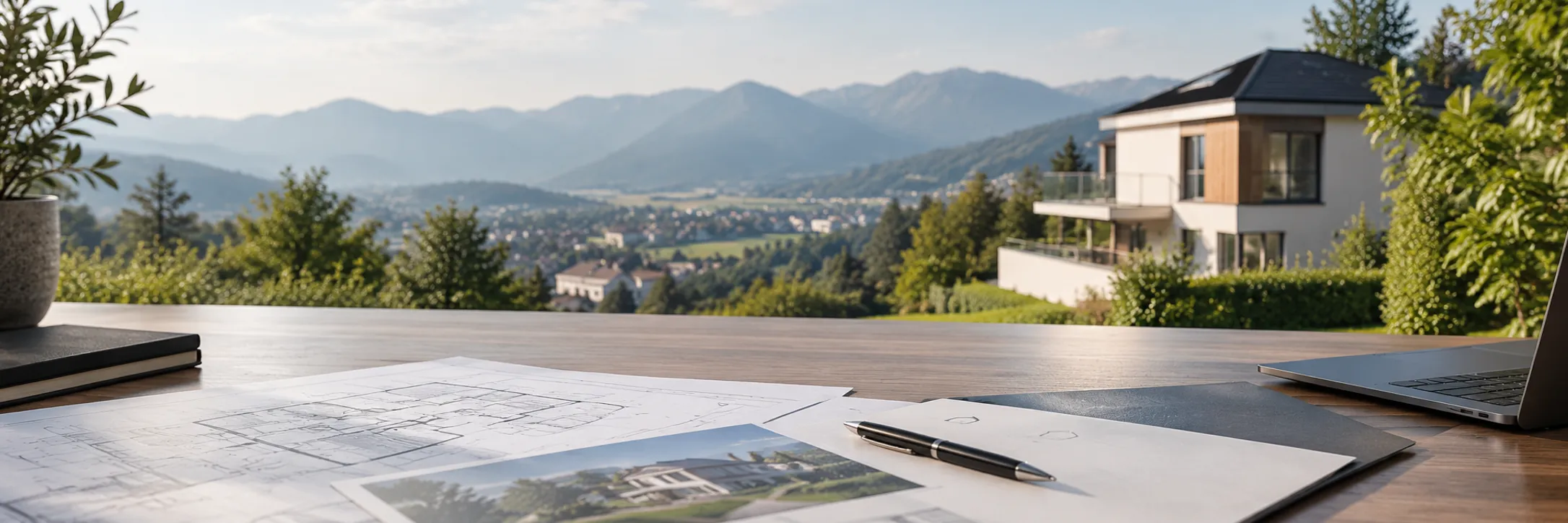Property valuation – preparing documents outdoors with landscape view